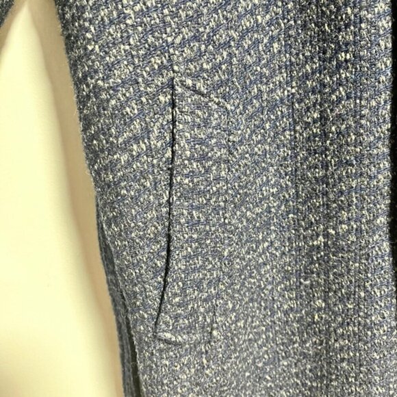 Navy Wool-Blend Double-Breasted Overcoat - Picture 3 of 9